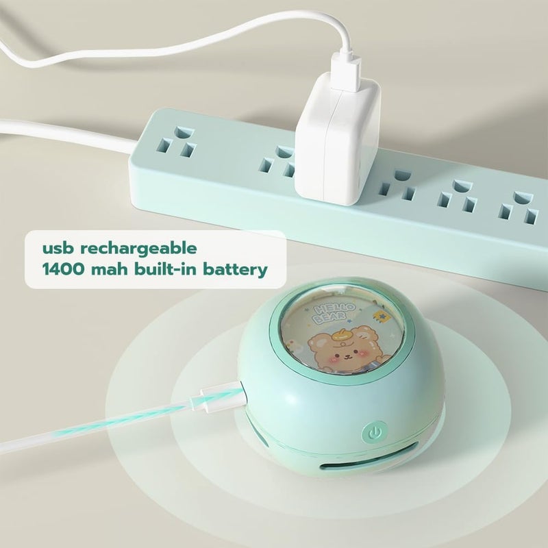 ODISTAR Desktop Vacuum Cleaner, Mini Table Dust Sweeper Energy Saving,High Endurance up to 400 mins,360º Rotatable Design for Keyboard/Home/School/Office(Green) - Image 4